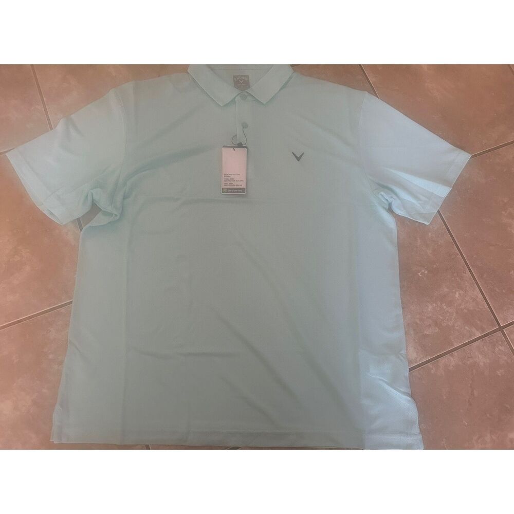 NWT Callaway XL Solid UPF Moisture Wicking Golf Shirt Aruba Blue